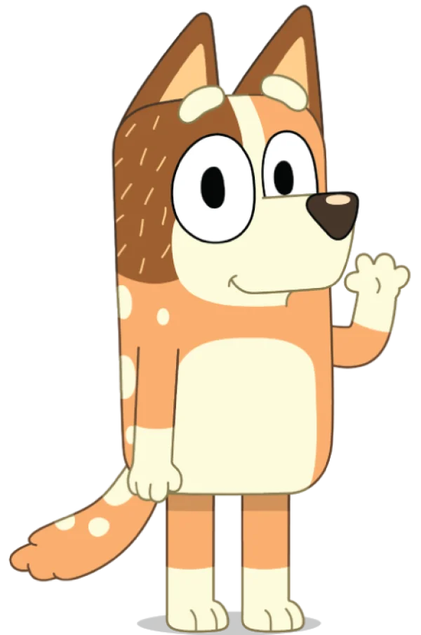 Bingo Waving Bluey Character PNG Transparent Background