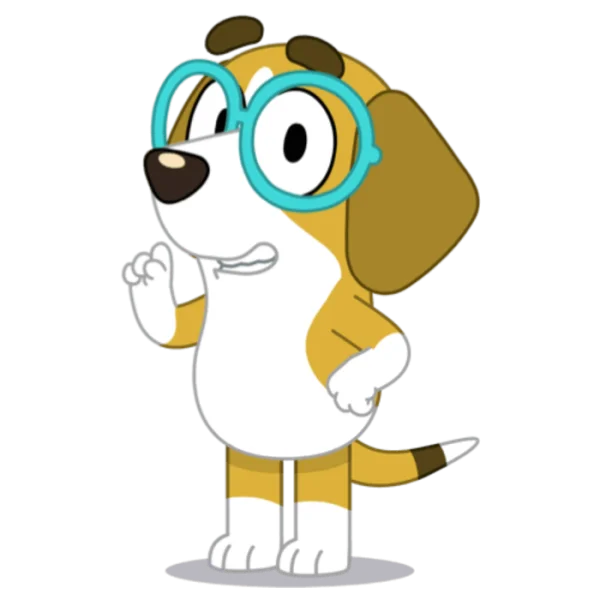 Cartoon Dog with Blue Glasses PNG Transparent Background