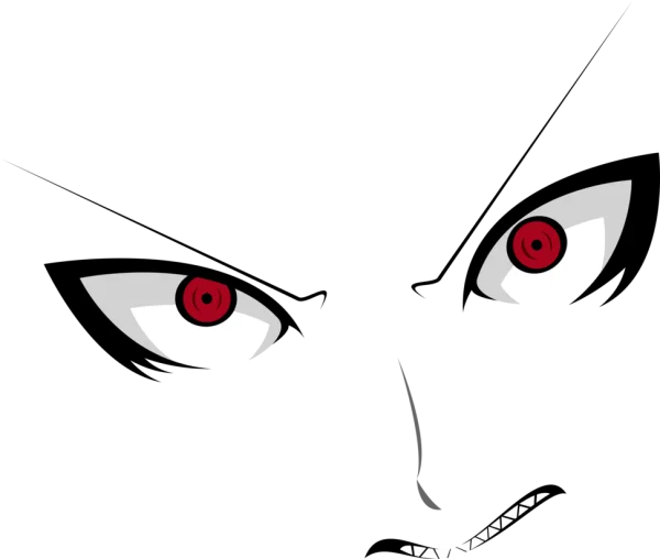 Dark Anime Face with Red Eyes and Grin PNG