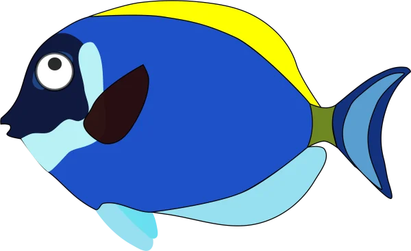 Cartoon Blue Tang Fish Transparent PNG