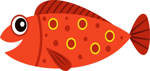 Smiling Red Fish Cartoon PNG