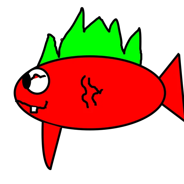 Goofy Red Cartoon Fish Transparent PNG