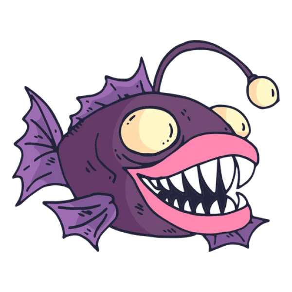 Cartoon Anglerfish PNG Transparent Background