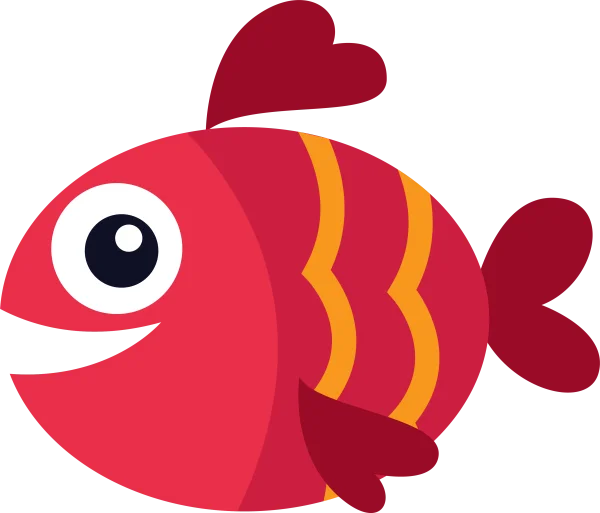 Happy Red Cartoon Fish PNG Transparent