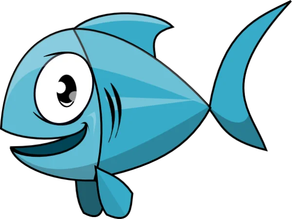 Smiling Cartoon Blue Fish PNG Transparent Background