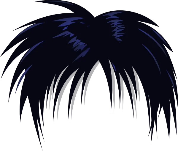Spiky Black Anime Hair PNG Transparent Background
