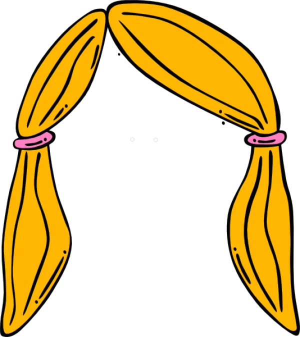 Cartoon Pigtails with Pink Ties PNG Transparent Background