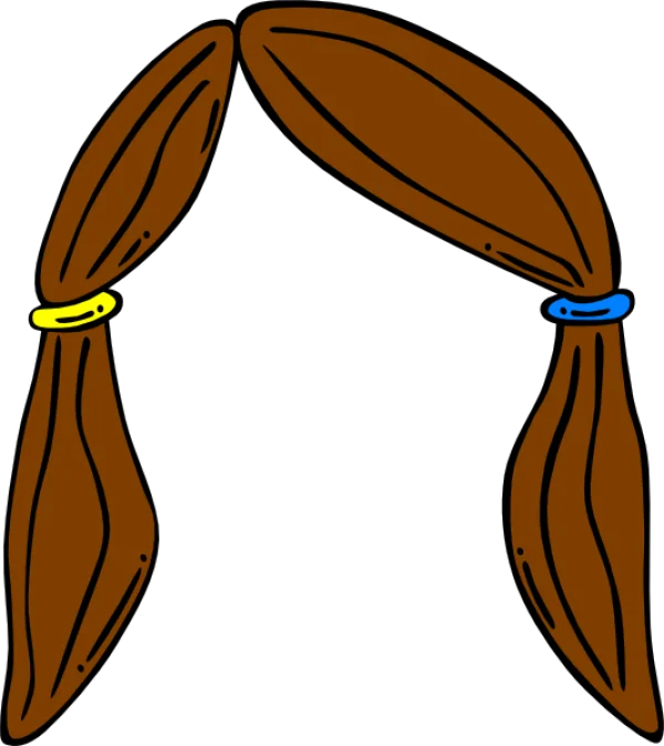 Cartoon Pigtails Brown Hair PNG Transparent Background