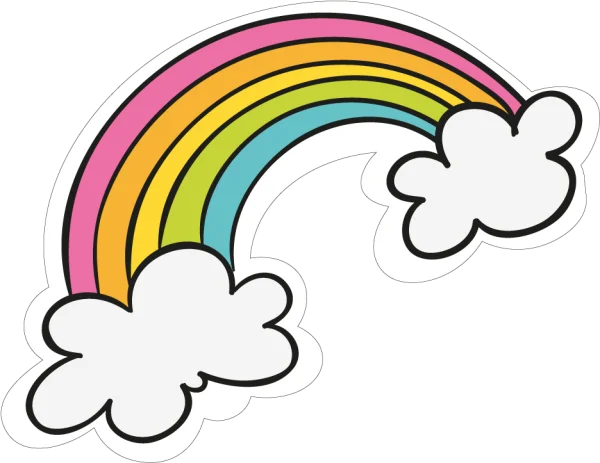 Cute Cartoon Rainbow and Clouds PNG