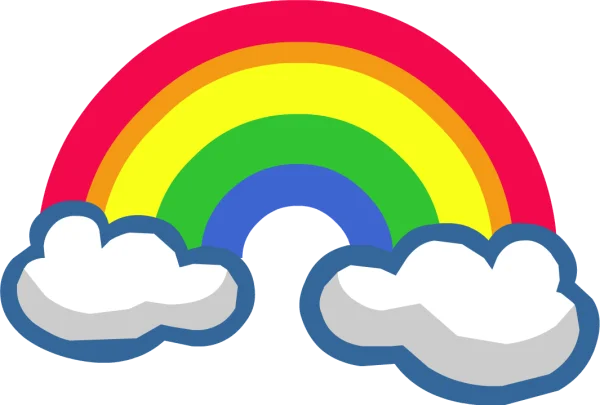 Colorful Rainbow with Clouds PNG Transparent