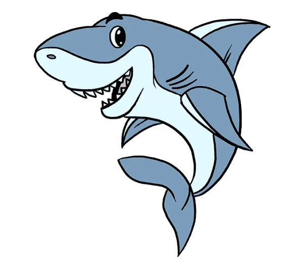 Smiling Cartoon Shark PNG Transparent Background
