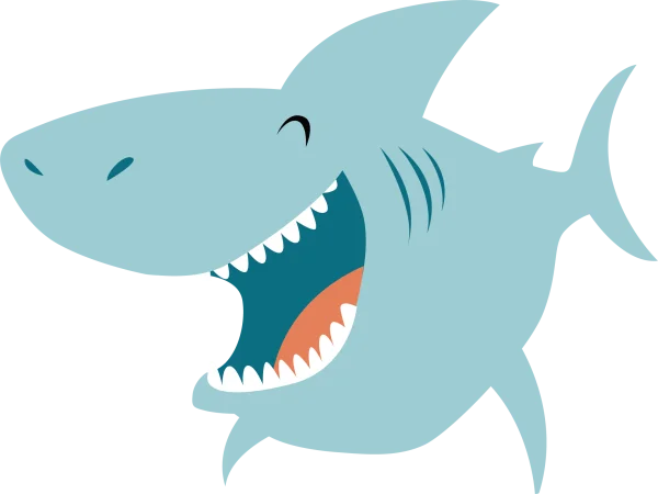 Smiling Cartoon Shark PNG Transparent Background