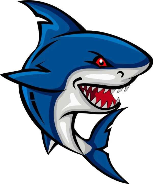 Aggressive Cartoon Shark Head Mascot PNG