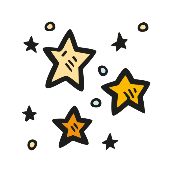 Hand Drawn Doodle Stars PNG Transparent Background