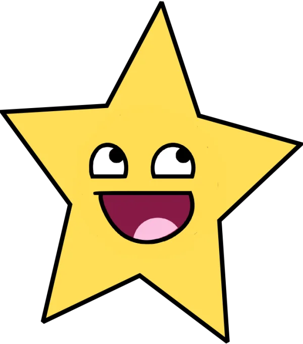 Yellow Star Meme Face PNG Transparent