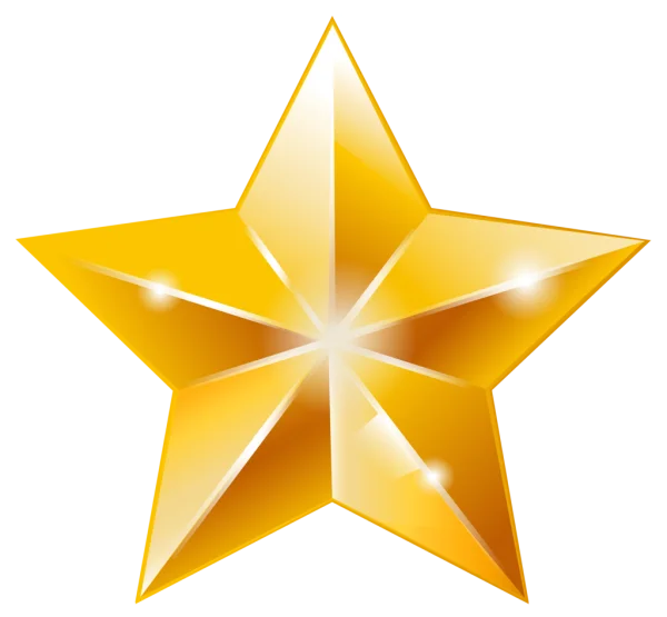 Shiny Golden Star PNG Transparent Background