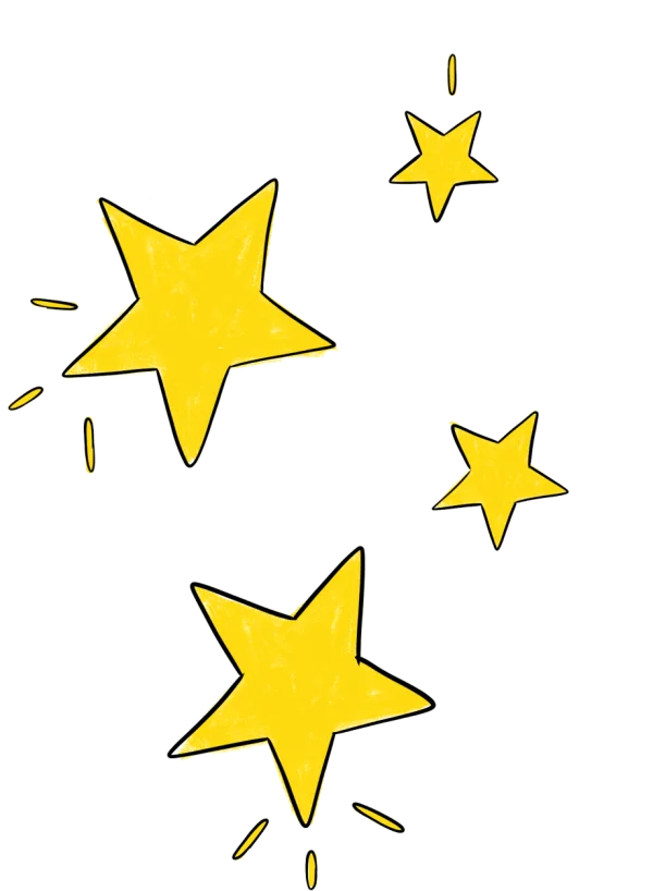 Hand-Drawn Yellow Stars PNG Transparent Background