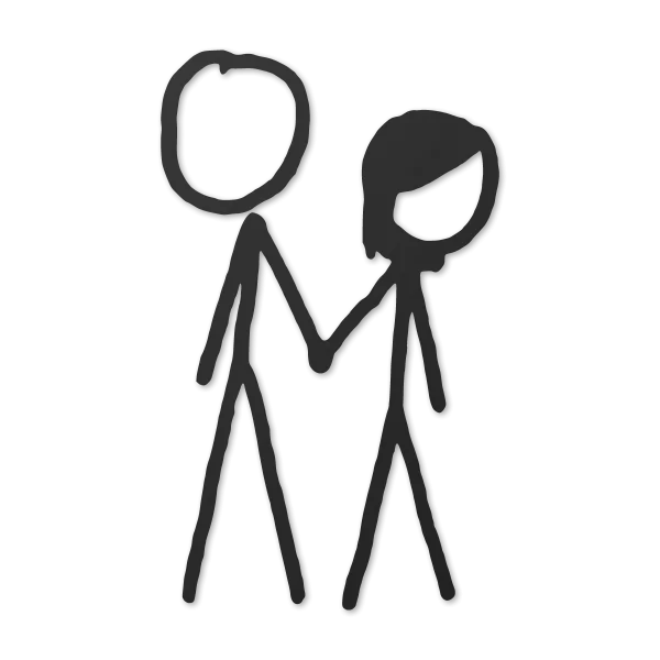 Stick Figures Couple Holding Hands PNG Transparent