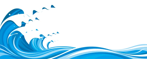 Stylized Blue Ocean Waves PNG Transparent Background