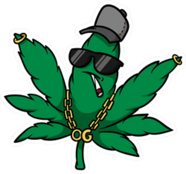 OG Cannabis Leaf Cartoon Sticker PNG