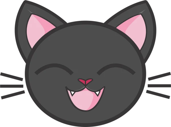 Happy Black Cat Face PNG Transparent Background