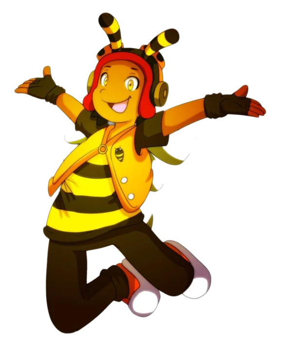 Happy Jumping Cartoon Bee Character PNG