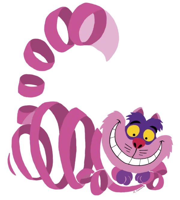 Cheshire Cat with Swirling Tail PNG Transparent Background