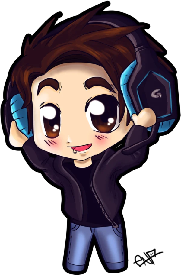 Chibi Gamer Boy with Headphones PNG Transparent