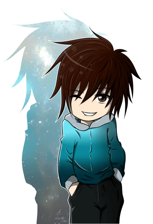 Cute Anime Chibi Boy Winking PNG Transparent Background