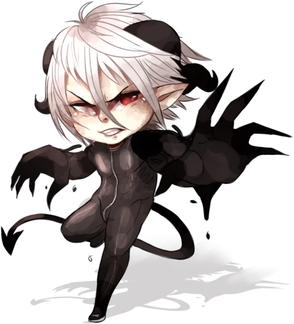 Aggressive Chibi Demon Character PNG