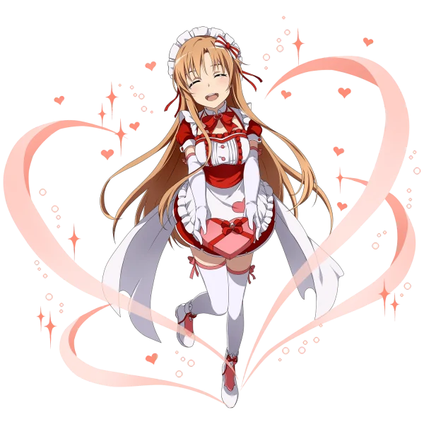 Anime Maid Girl with Heart Box PNG Transparent