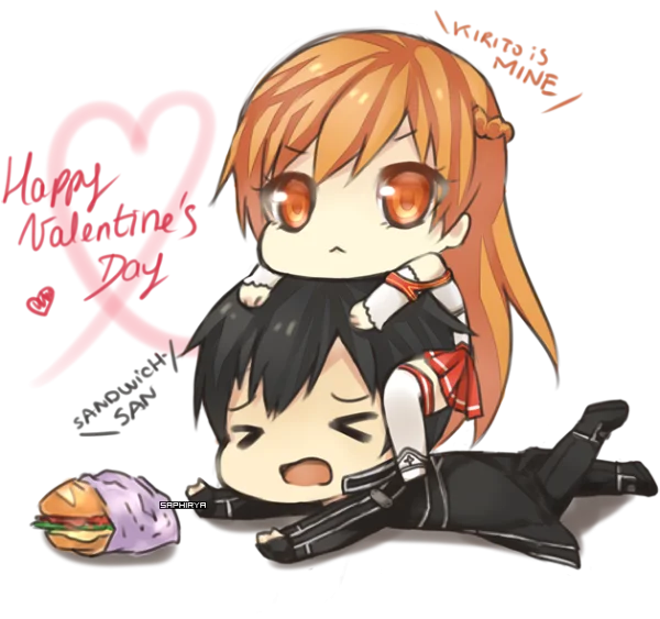 Chibi Kirito Asuna Valentine's Day PNG