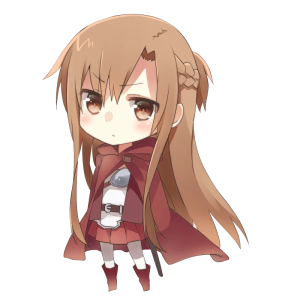 Chibi Anime Girl with Red Cape PNG Transparent