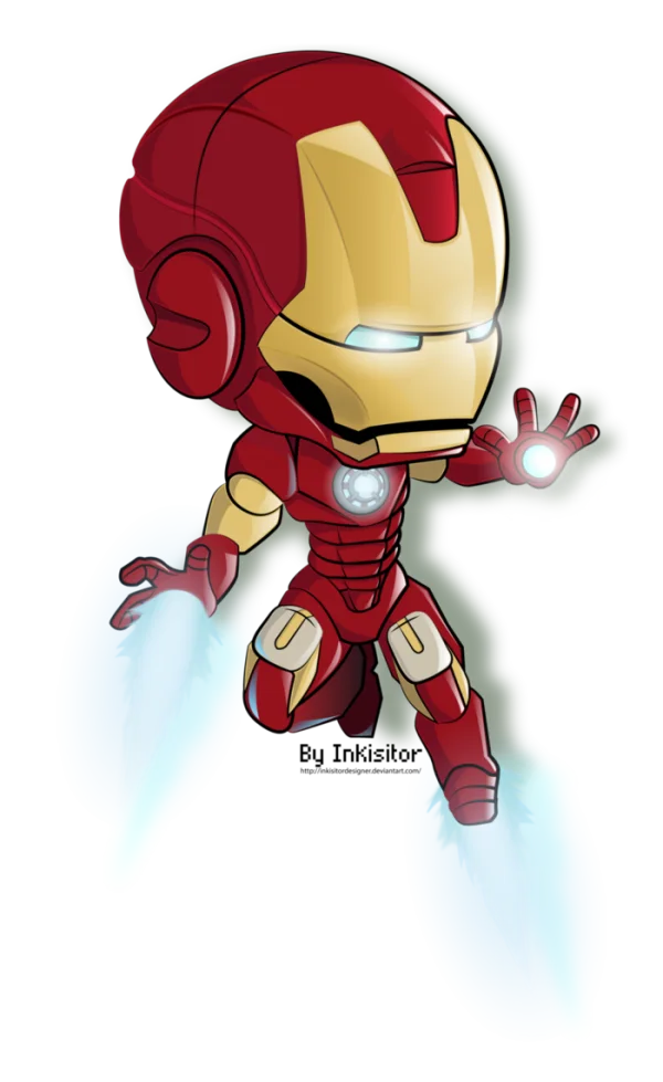 Chibi Iron Man Flying PNG Transparent Background