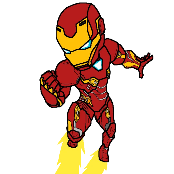 Chibi Iron Man Flying PNG Transparent Background