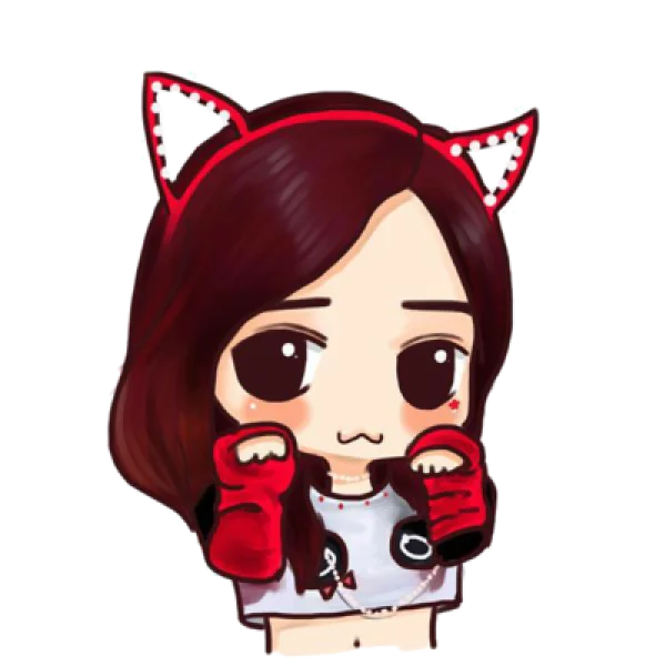 Cute Chibi Girl with Cat Ears PNG
