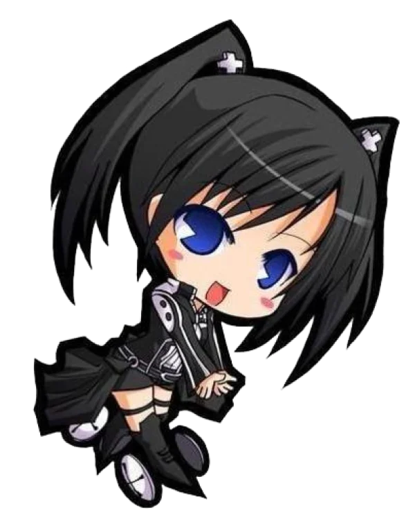 Chibi Anime Girl in Black Outfit PNG Transparent