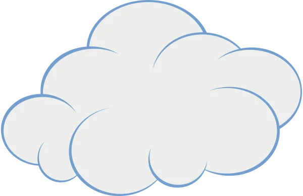 Cartoon Cloud with Blue Outline PNG Transparent