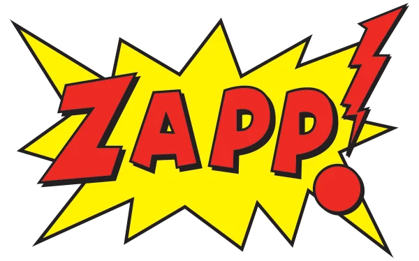 ZAPP! Comic Sound Effect PNG Transparent Background