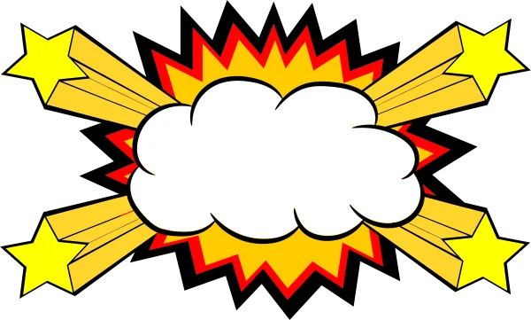 Comic Pop Art Explosion Burst with Stars PNG Transparent