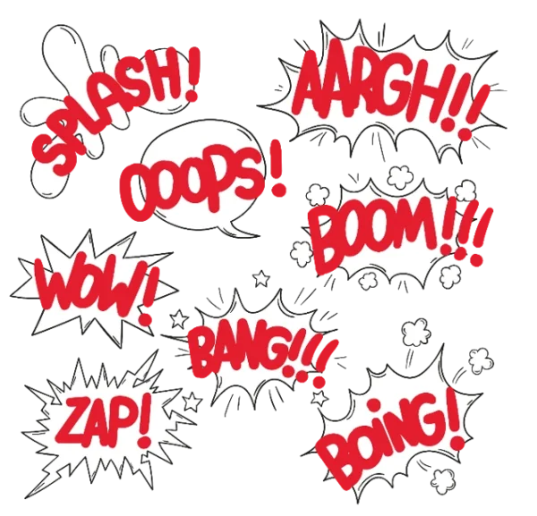 Comic Speech Bubbles Sound Effects PNG