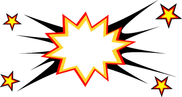 Comic Burst Explosion with Stars PNG