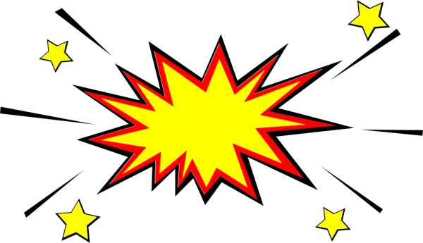 Cartoon Explosion Graphic with Stars PNG