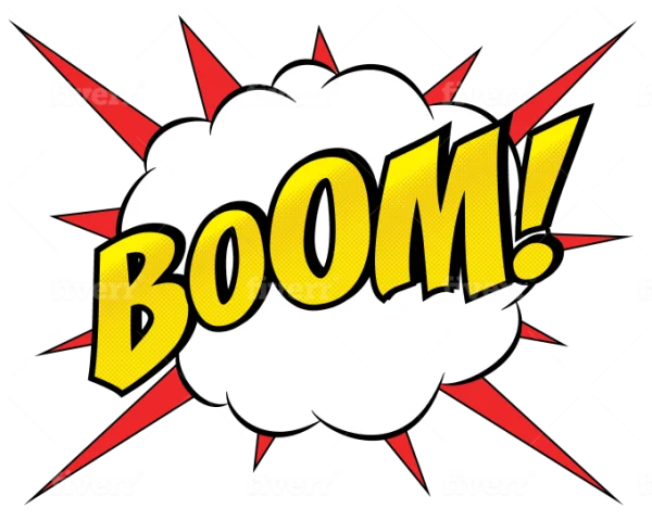 Comic Style BOOM Explosion PNG Transparent