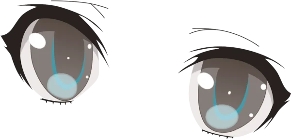 Anime Style Grey Eyes with Blue Highlights PNG