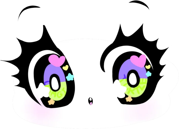 Cute Whimsical Cartoon Face with Big Eyes PNG