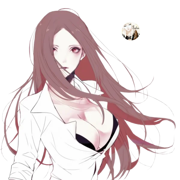 Anime Girl with Long Brown Hair PNG Transparent Background