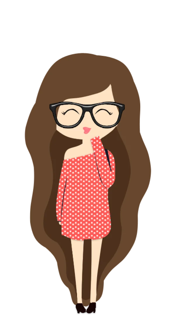 Cute Cartoon Girl with Glasses PNG Transparent
