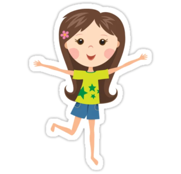 Happy Cartoon Girl Sticker PNG Transparent Background