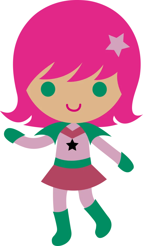 Cute Pink-Haired Superhero Girl PNG